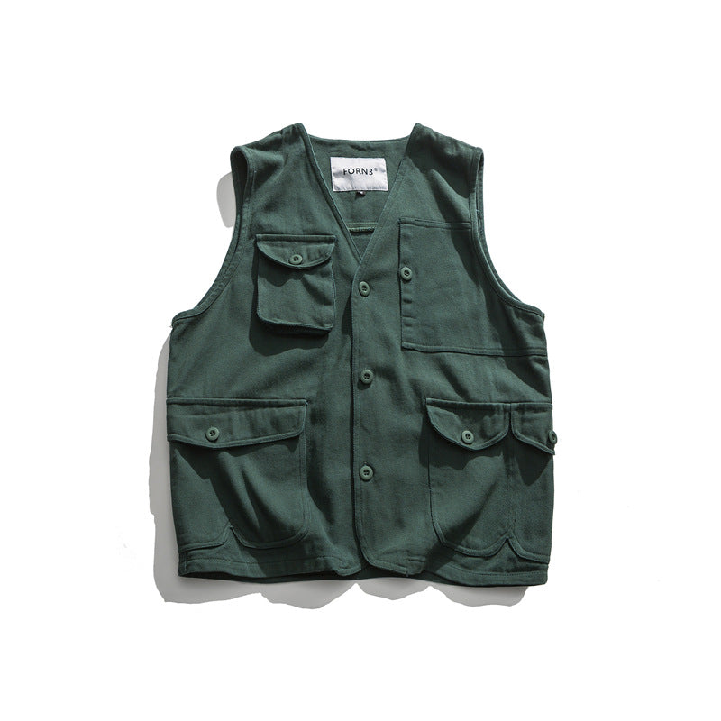Japanese Retro Multi-pocket Cargo Vest