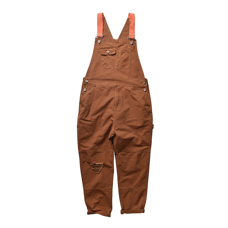 Plus Size 6XL Loose Denim Jumpsuit Distressed Vintage 90s Bib Overalls