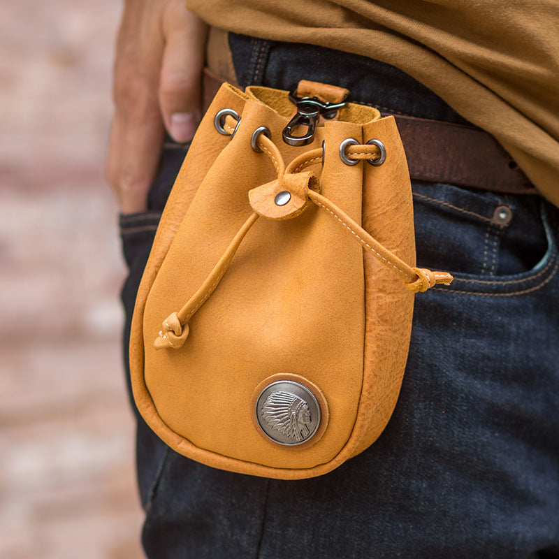Vintage Cowhide Leather Pouch Bag