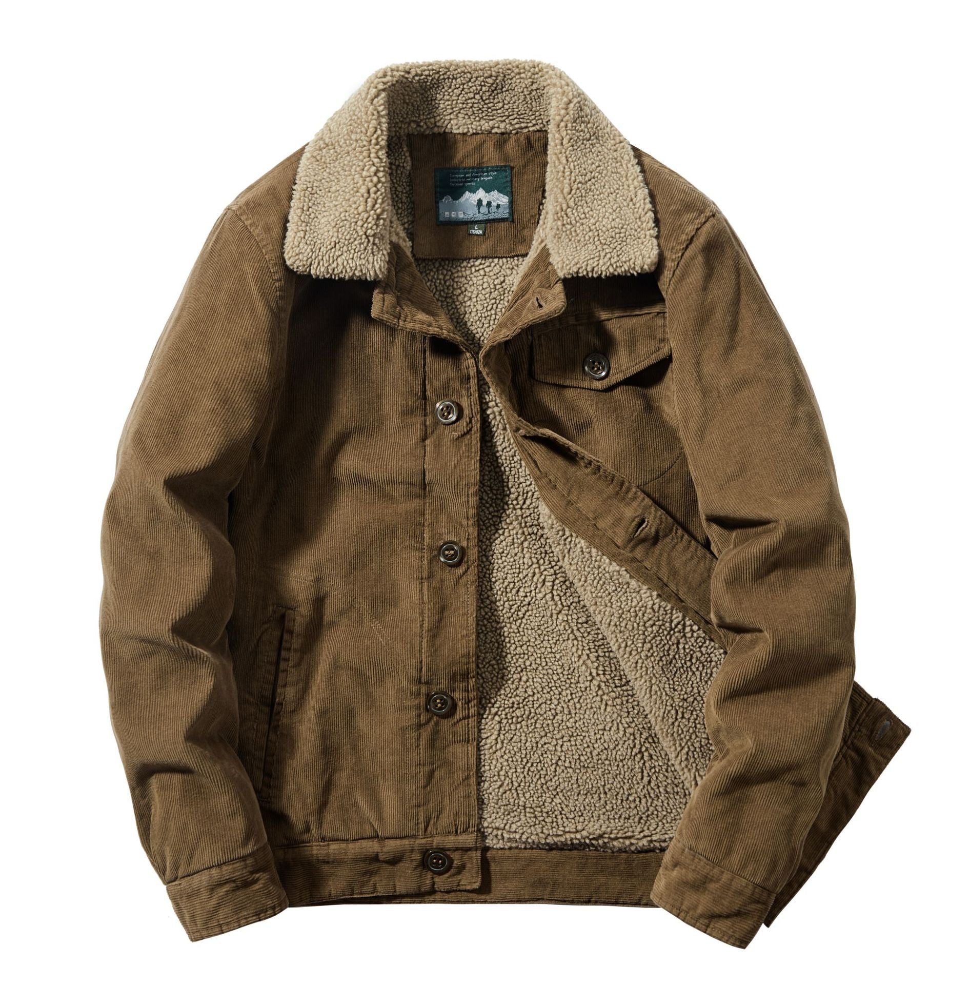 Winter Corduroy Lapel Cotton Flight Suit Jacket