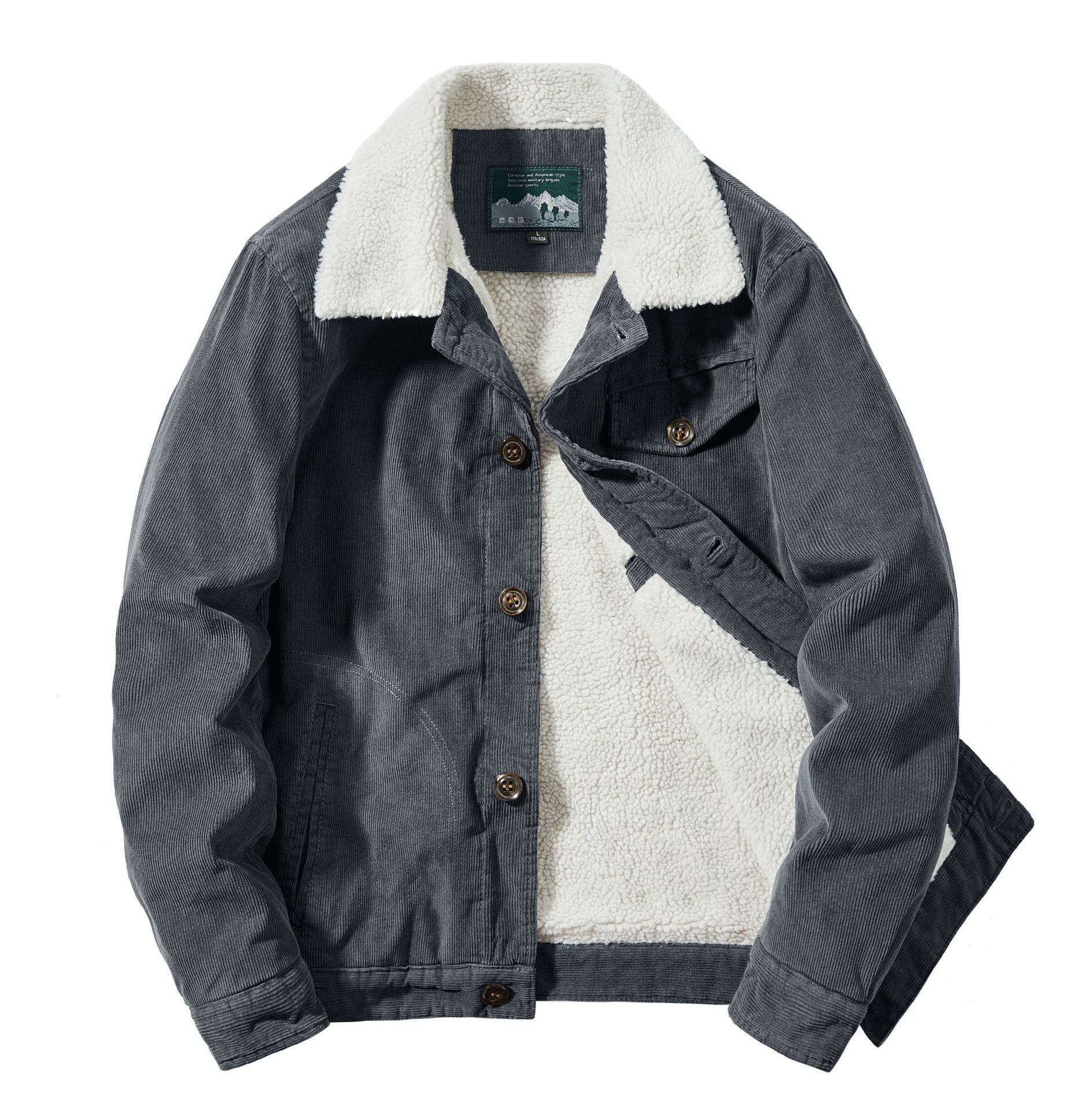 Winter Corduroy Lapel Cotton Flight Suit Jacket