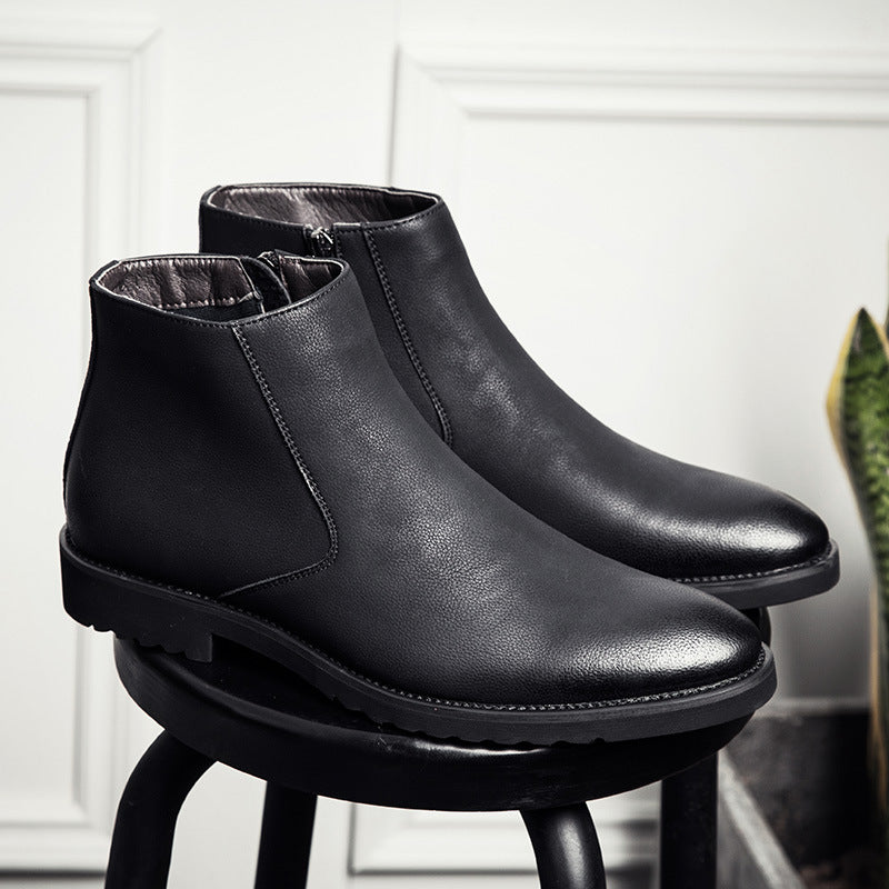 Plus Size Men's British Style Casual zipper Short Boots