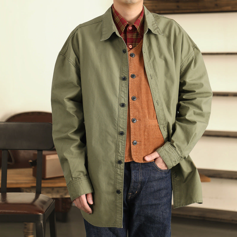 Japanese Retro Cotton Loose Shirt Cargo Jacket