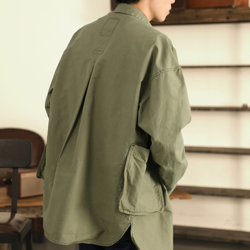 Japanese Retro Cotton Loose Shirt Cargo Jacket