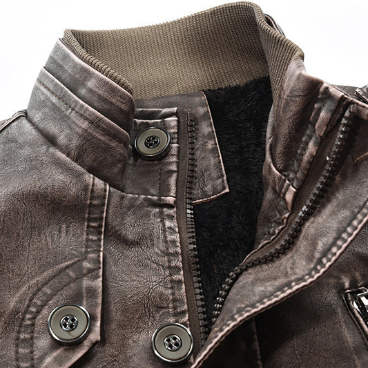 Long Plush Warm PU Leather Jacket