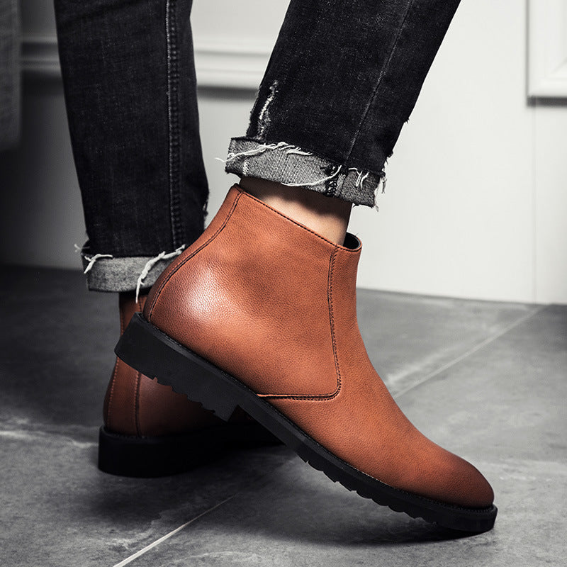 Plus Size Men's British Style Casual zipper Short Boots