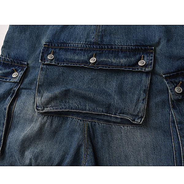 Men's Denim Multi-pocket Jumpsuits Baggy Overalls Loose dungarees