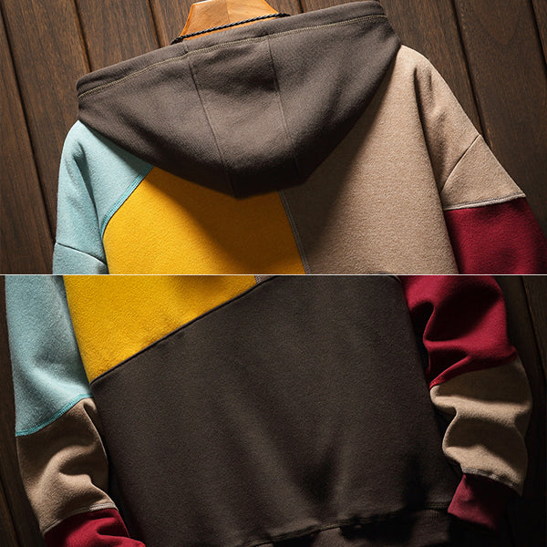 Contrast Patchwork Hoodie
