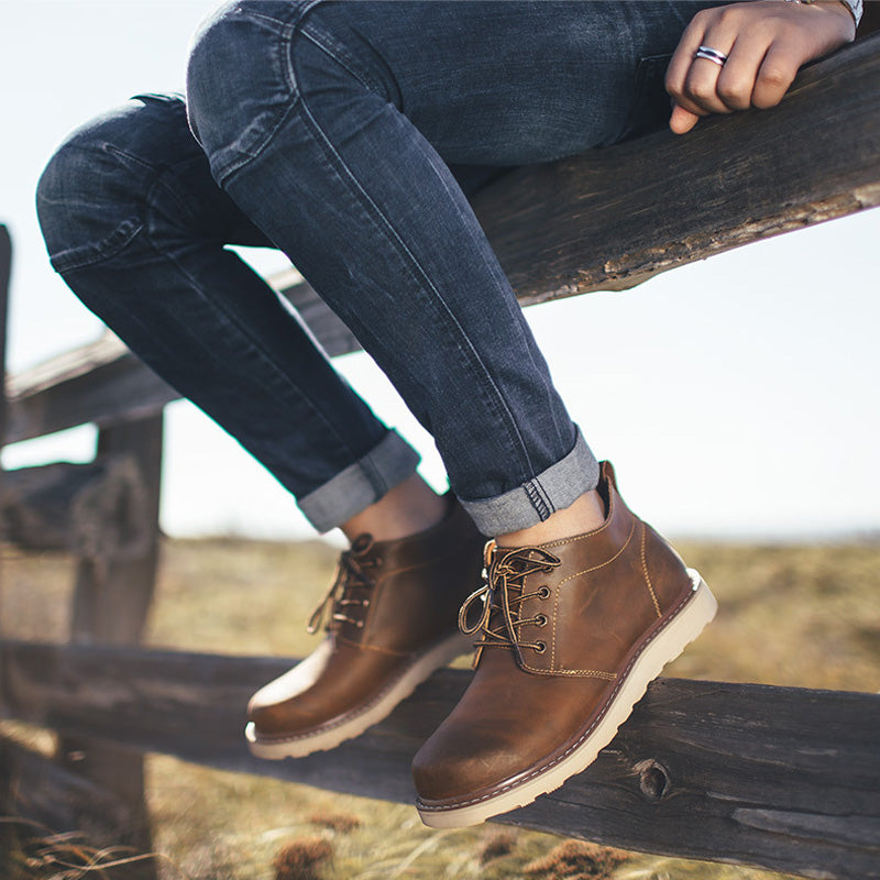Vintage Boots - Men's British Style Outdoor Leather Boots