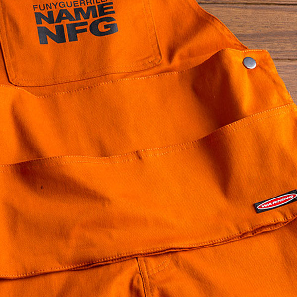 Hiphop Big Pocket Workwear Bib Overalls Suspender Pants