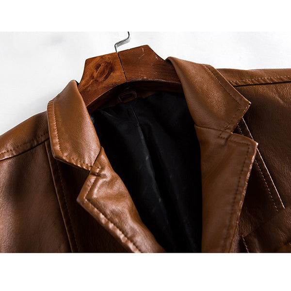 Men's Slim Motorcycle Leather Jacket Blazer