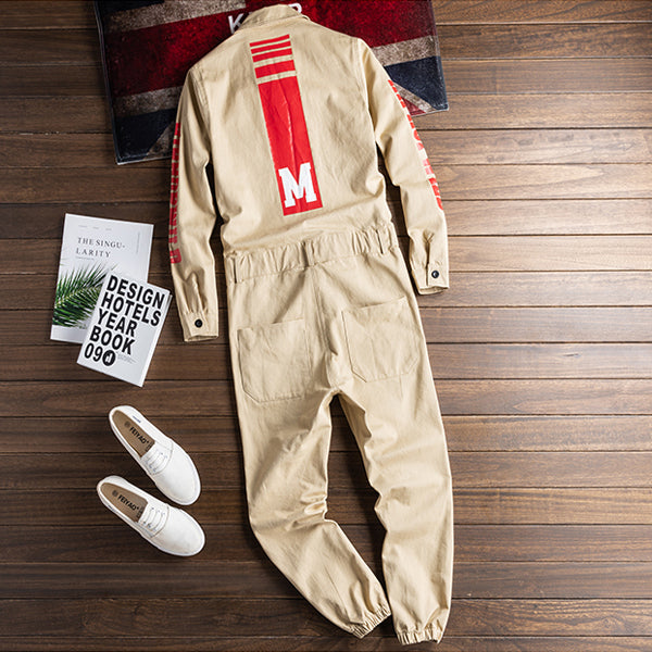 Hip Hop Multi Pocket Workwear Loose Coverall Beam Feet Jogging Cargo Pants Streetwear Overalls Playsuit