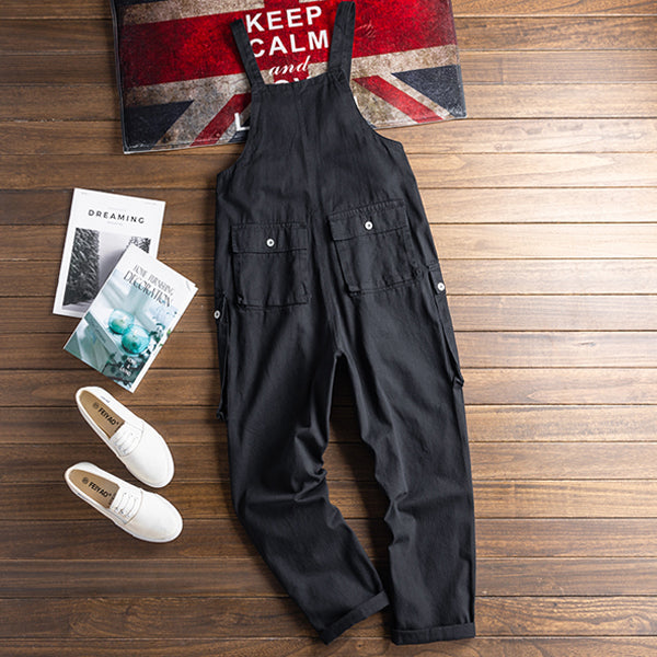 American Retro Multi-pocket Loose Jumpsuits Work Bib Overalls