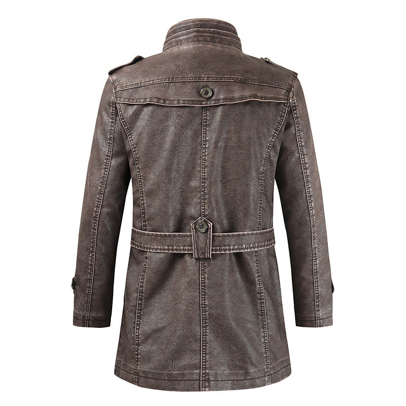 Long Plush Warm PU Leather Jacket