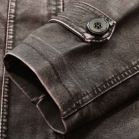 Long Plush Warm PU Leather Jacket