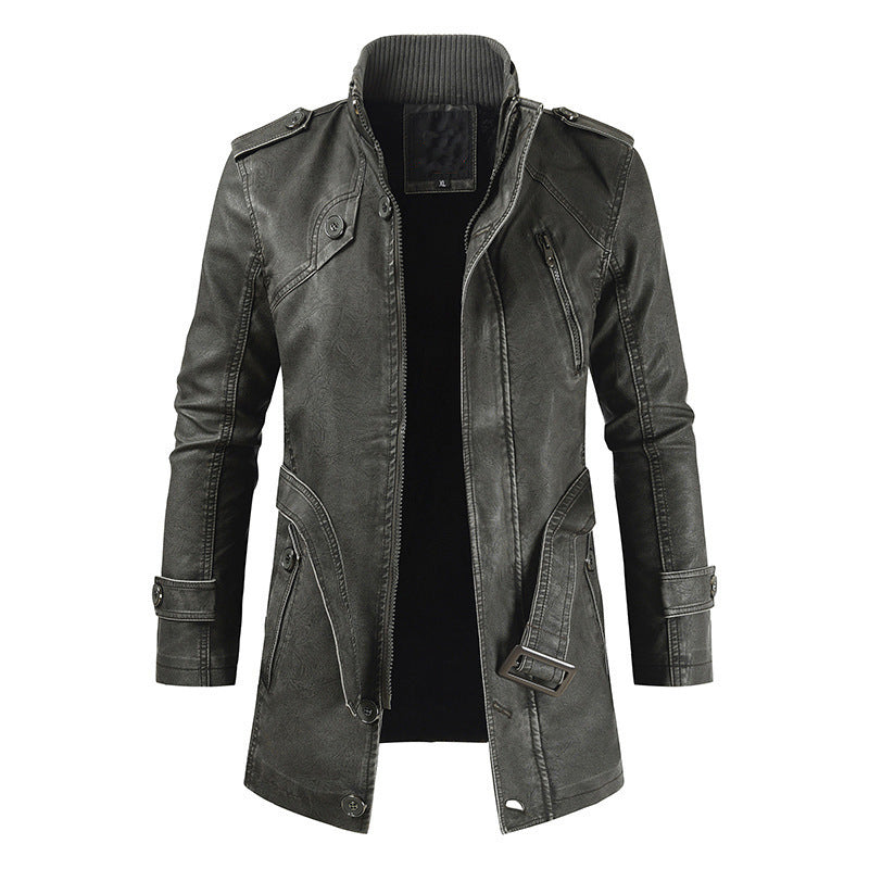 Long Plush Warm PU Leather Jacket