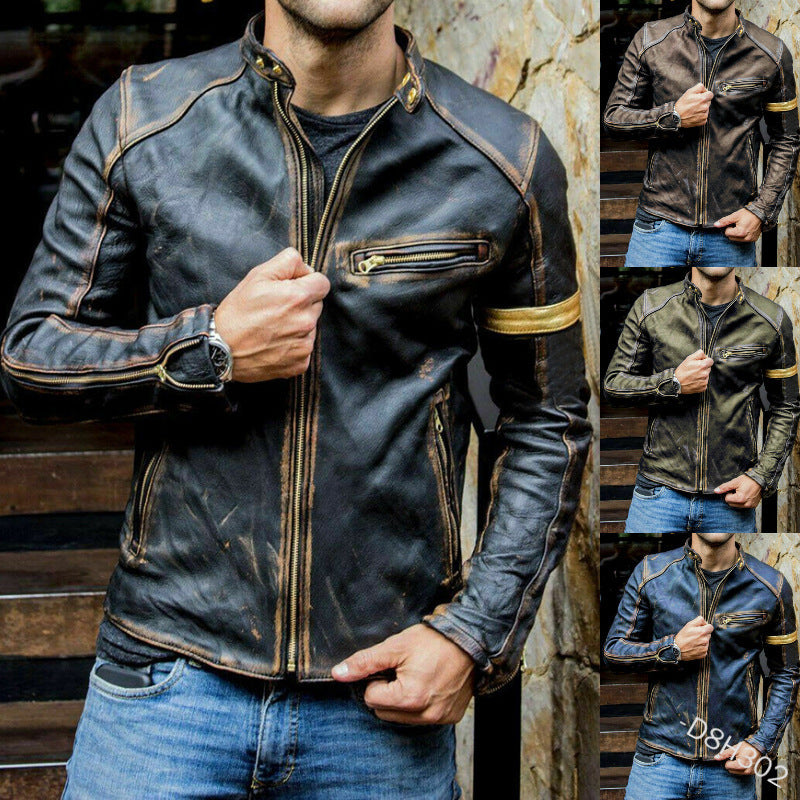 Men's Vintage Style Western Motorcycle Leather Jacket