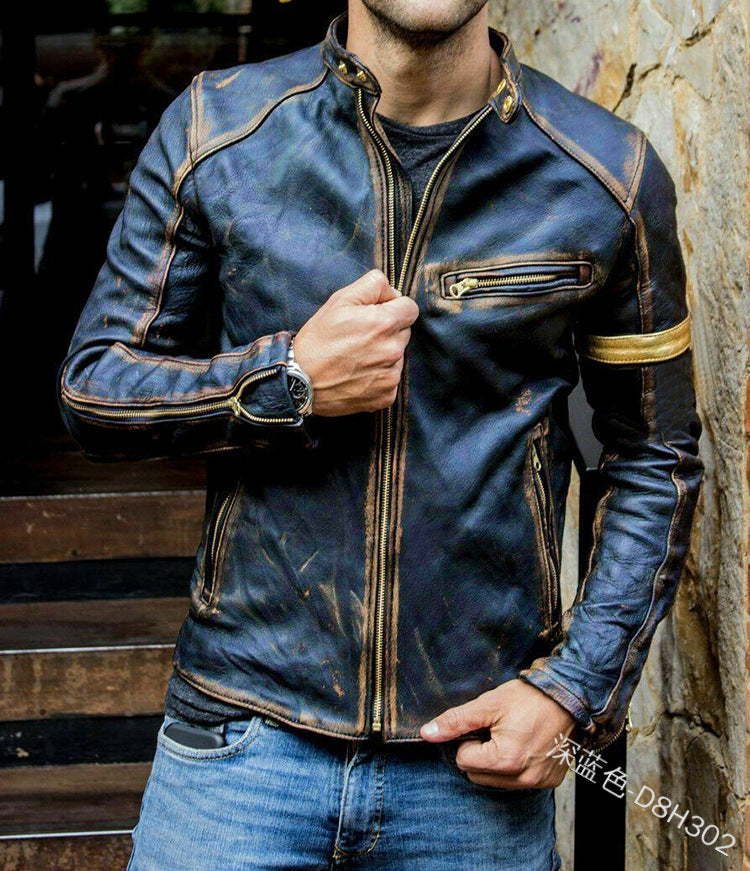Men's Vintage Style Western Motorcycle Leather Jacket