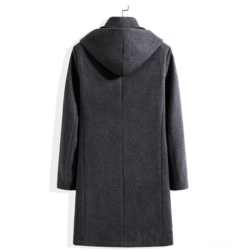 Men's Wool Mid-length Hooded Trench Coat