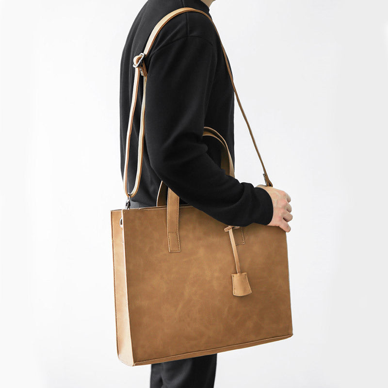 Men Leather Shoulder Bag Large Capacity Handbag