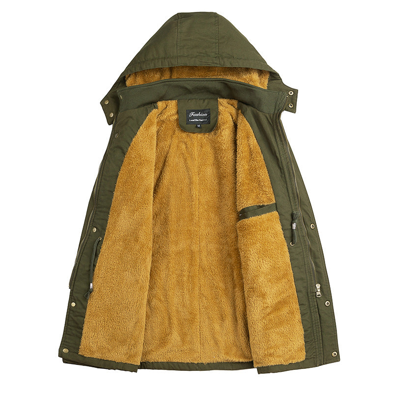 Men's Winter Mid-length Thick Warm Cotton Trench Coat