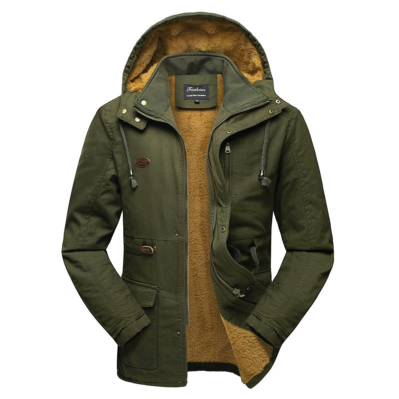 Men's Winter Mid-length Thick Warm Cotton Trench Coat