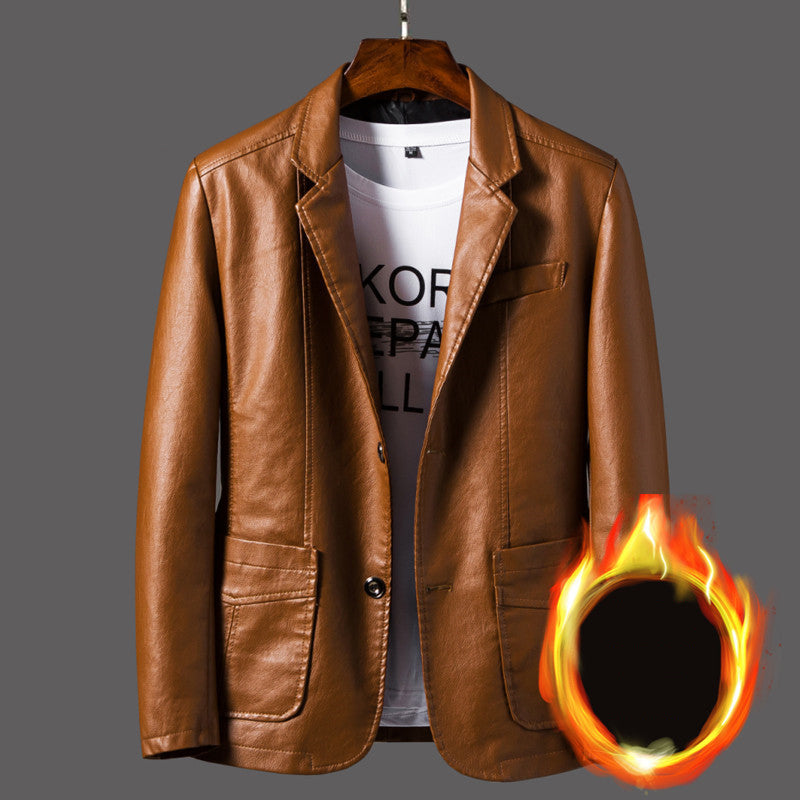 Men's Slim Motorcycle Leather Jacket Blazer