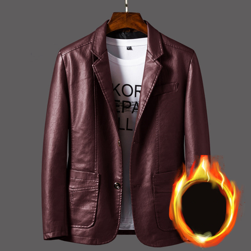 Men's Slim Motorcycle Leather Jacket Blazer