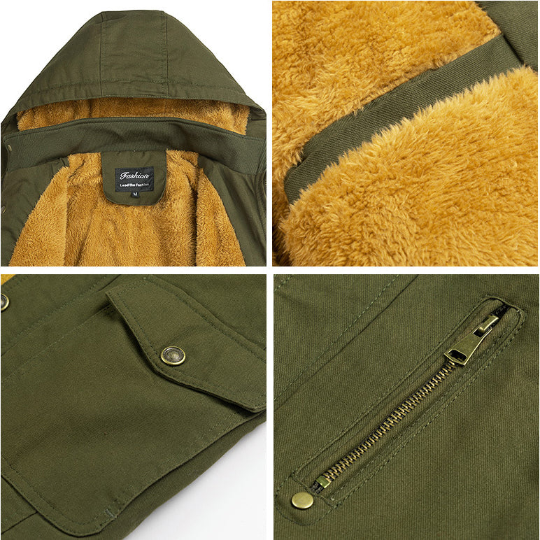 Men's Winter Mid-length Thick Warm Cotton Trench Coat
