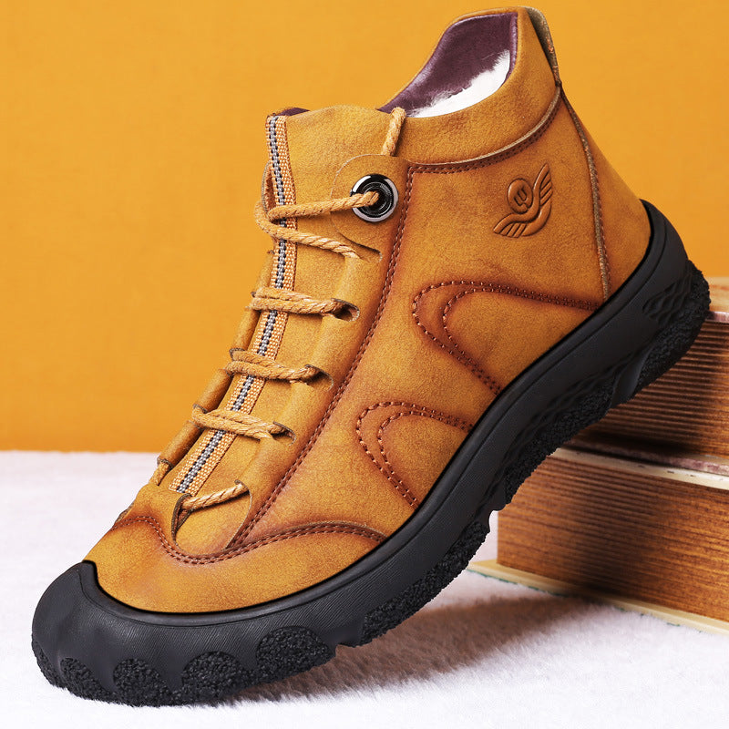 Warm Snow Boots, Winter Warm Ankle Boots, Fur Lining Boots,Waterproof Thickening Winter Shoes for Men