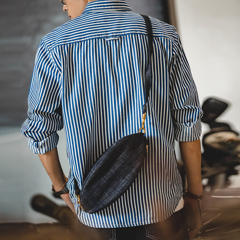 Denim Blue and White Stripes Shirt