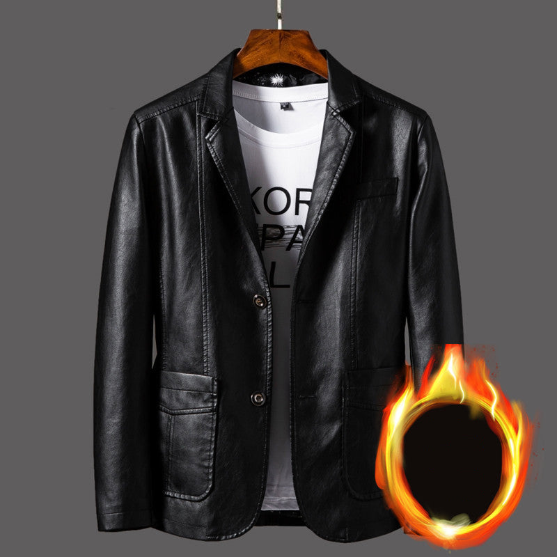 Men's Slim Motorcycle Leather Jacket Blazer