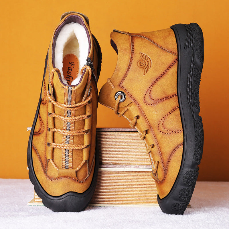 Warm Snow Boots, Winter Warm Ankle Boots, Fur Lining Boots,Waterproof Thickening Winter Shoes for Men