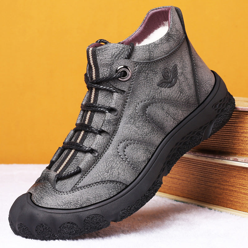 Warm Snow Boots, Winter Warm Ankle Boots, Fur Lining Boots,Waterproof Thickening Winter Shoes for Men