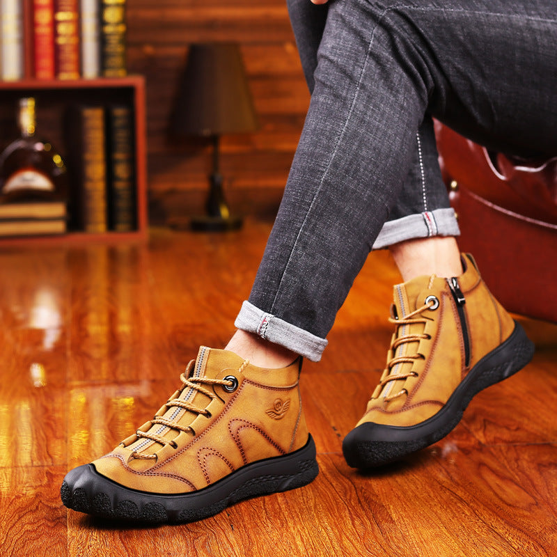 Warm Snow Boots, Winter Warm Ankle Boots, Fur Lining Boots,Waterproof Thickening Winter Shoes for Men