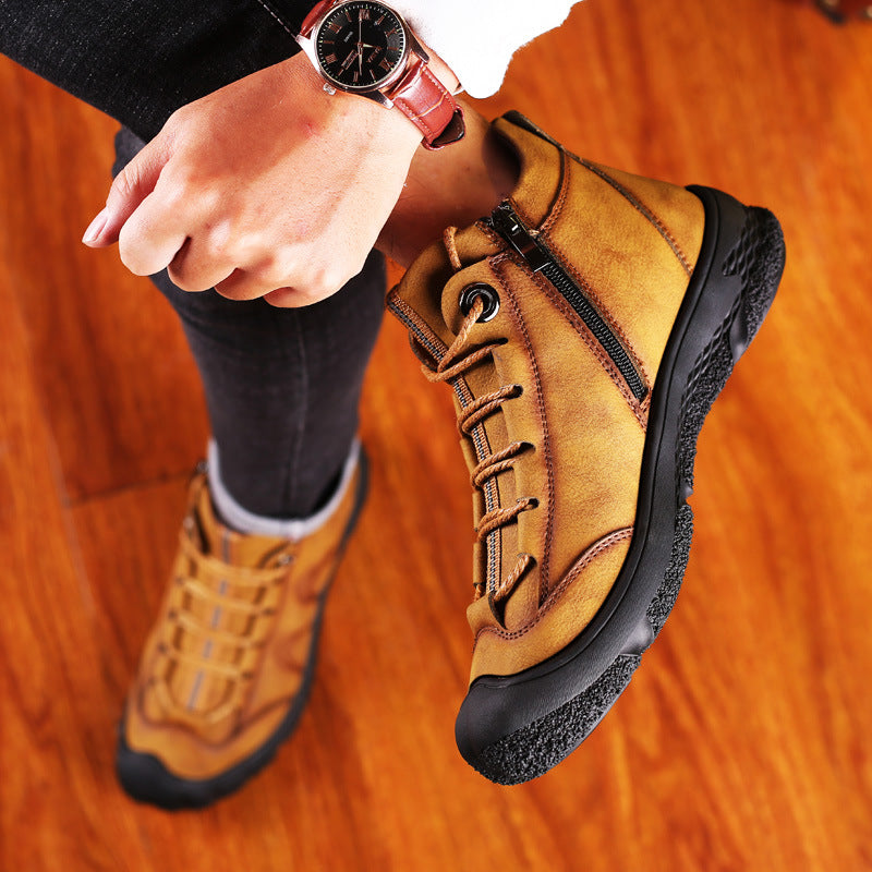 Warm Snow Boots, Winter Warm Ankle Boots, Fur Lining Boots,Waterproof Thickening Winter Shoes for Men