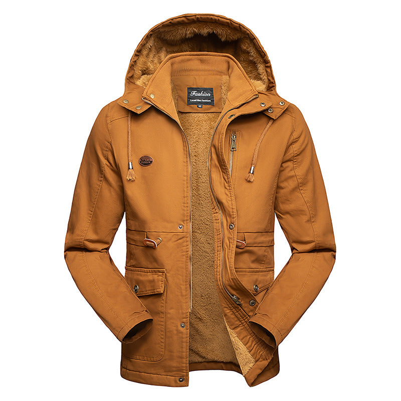 Men's Winter Mid-length Thick Warm Cotton Trench Coat