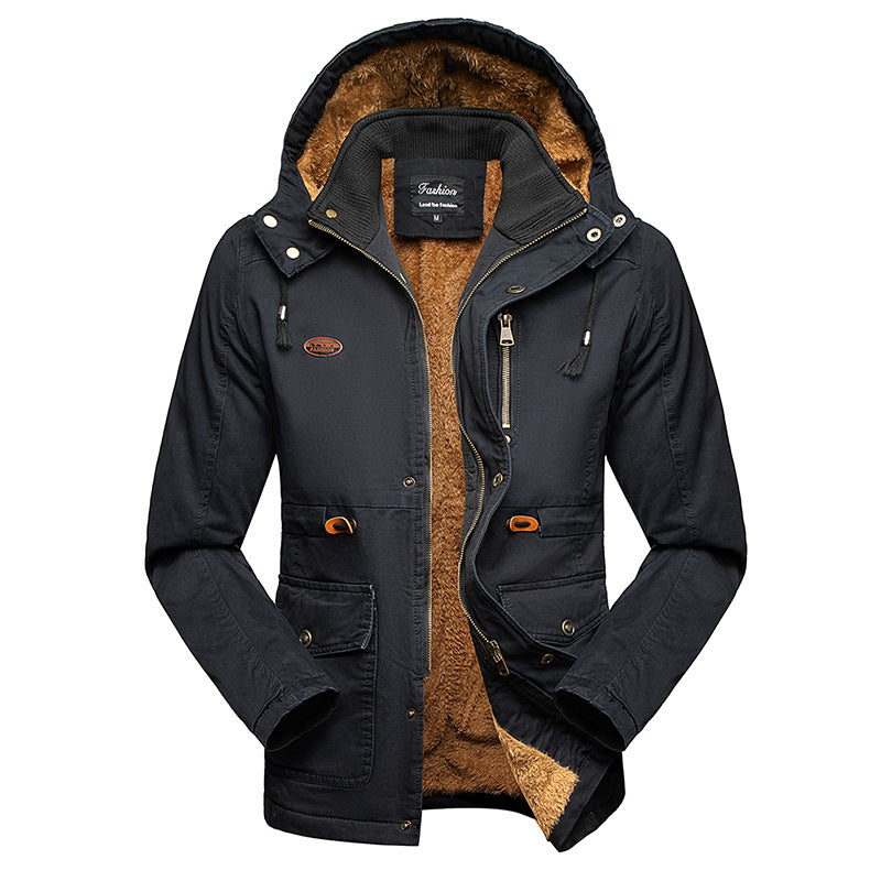 Men's Winter Mid-length Thick Warm Cotton Trench Coat