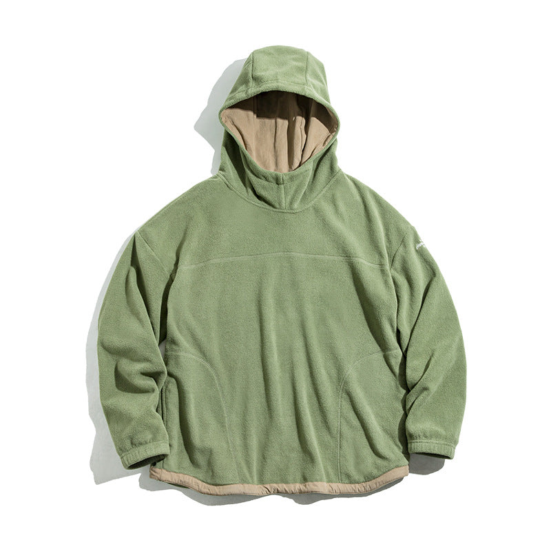 Retro Polar Fleece Hooded Sweater Loose Warm Jacket