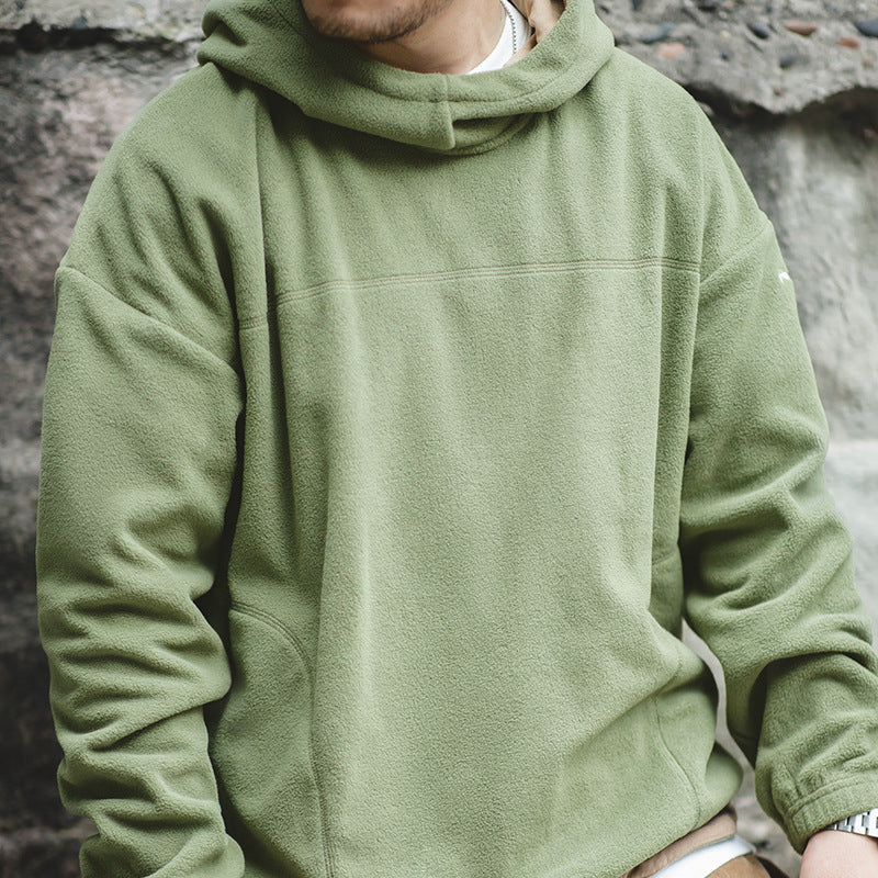 Retro Polar Fleece Hooded Sweater Loose Warm Jacket