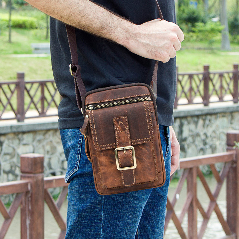 Retro Leather Cell Phone Belt Pouches Waist bag Crossbody bag