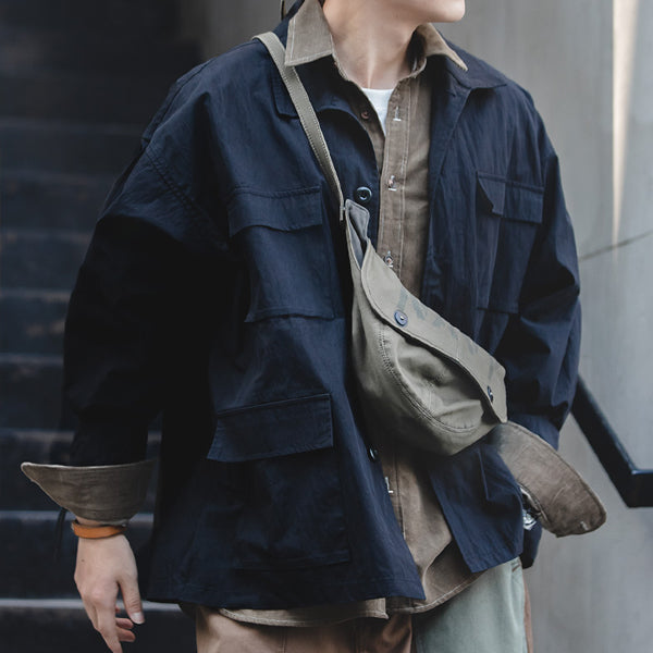 Autumn Retro Multi-pocket Shirt Loose Coat