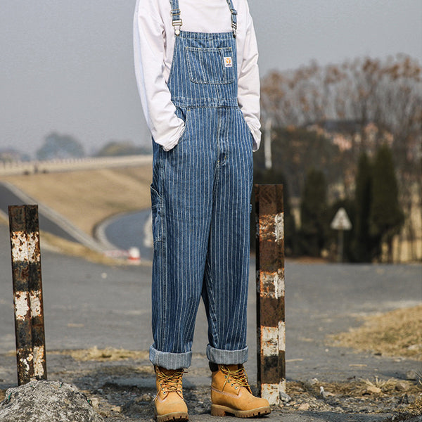 Retro Striped Overalls