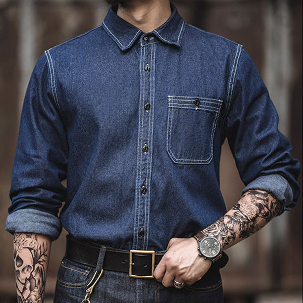 Retro Denim Shirt Long-sleeved Shirt