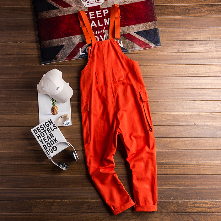 90s Vintage Casual Multi-Pocket Streetwear Jumpsuits Jogger Suspender Cargo Bib Workwear Unisex Overalls