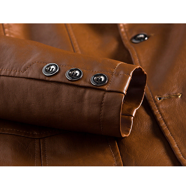 Men's Slim Motorcycle Leather Jacket Blazer