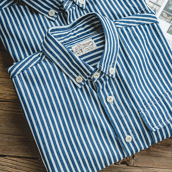 Denim Blue and White Stripes Shirt