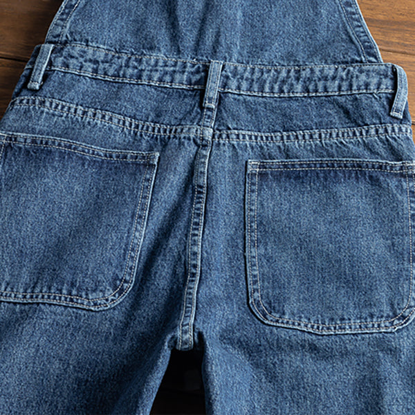 American Retro Straight Denim Jumpsuit Vintage Bib Overalls