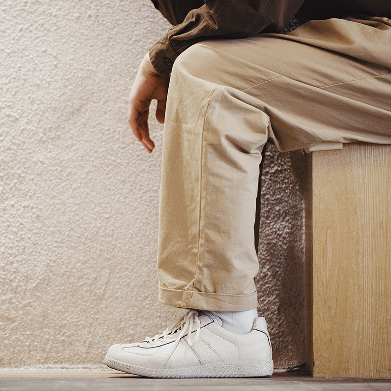 Men's Vintage Distressed Crack White German Army shoes
