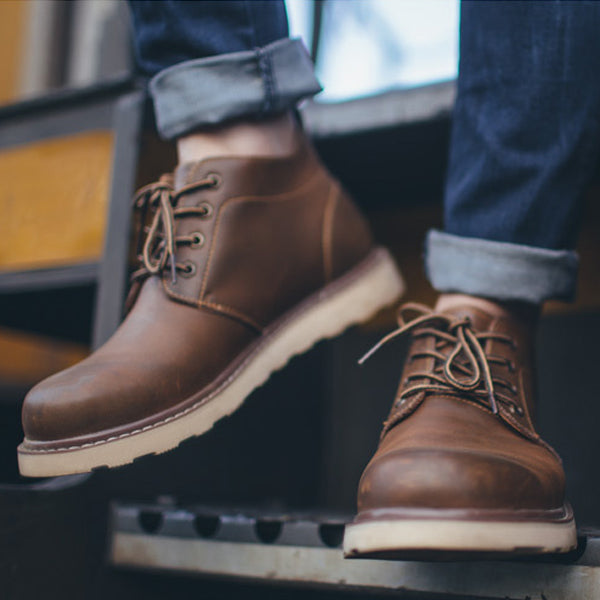 Vintage Boots - Men's British Style Outdoor Leather Boots